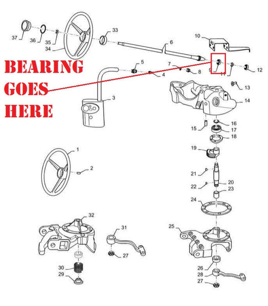 New Steering Wheel Shaft Bearing for Farmall 140, 130, Super