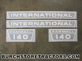international 140 tractor hood decals